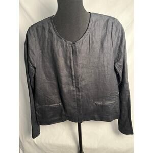 Gibson Linen Blend Jacket Women’s Medium Black Minimalist Lightweight Blazer